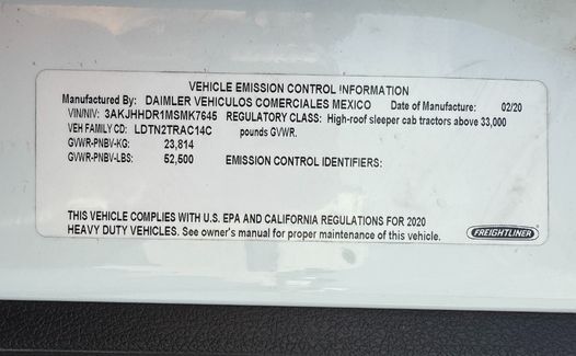 2021 Freightliner Cascadia 126 (TK7645)