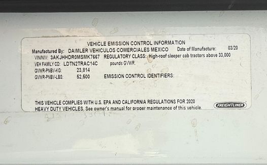 2021 Freightliner Cascadia 126 (TK7667)
