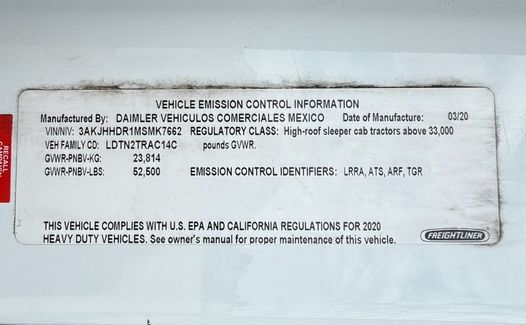 2021 Freightliner Cascadia 126 (TK7662)