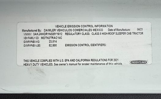 2022 Freightliner Cascadia 126 (TK1612)
