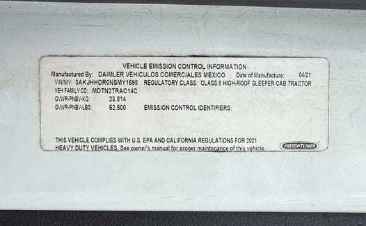 2022 Freightliner Cascadia 126 (TK1598)